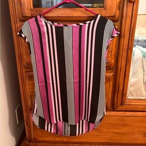 Banana Republic Pink and Black Striped Blouse